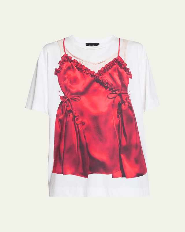 Negligee Trompe Loeil Print Short Sleeve T-Shirt